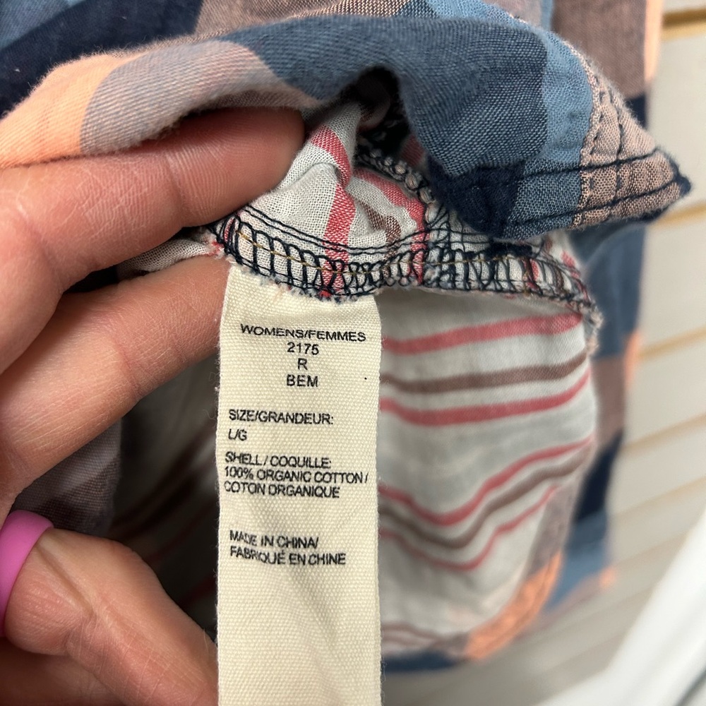 Woolrich Women's Blue and Tan Plaid Button Down Shirt - Picture 3 of 10